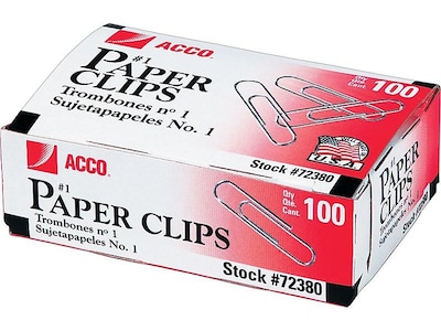 ACCO Economy #1 Paper Clips, Silver, 100/Box, 10 Boxes/Pack (A7072380)