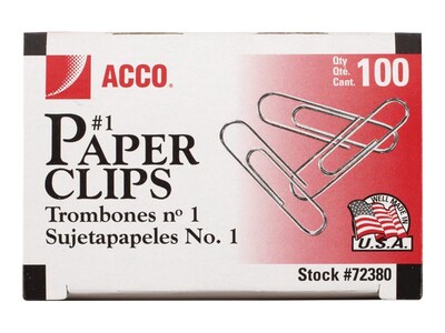 Officemate OIC Small #3 Size Paper Clips, Silver, 200 in Pack
