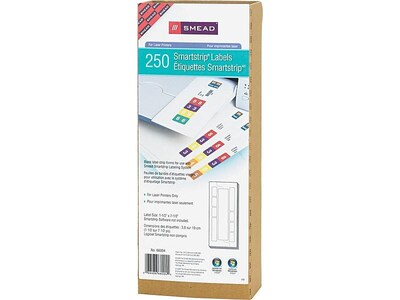 Smead Smartstrip Laser File Folder Labels, 1 1/2 x 7 1/2, Bright White, 250/Pack (66004)