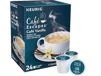 Cafe Escapes Café Vanilla Coffee, Keurig® K-Cup® Pods, 24/Box (6812)