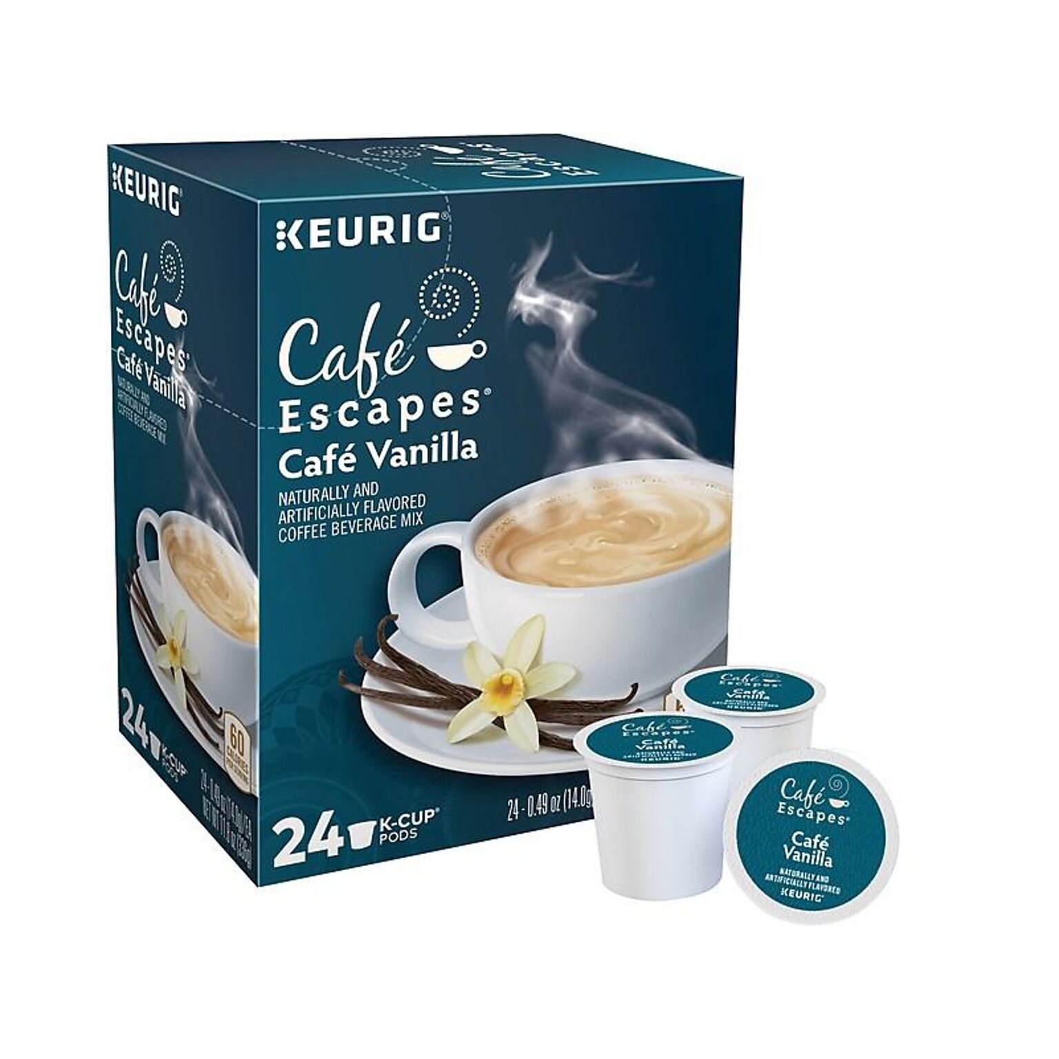 Cafe Escapes Café Vanilla Coffee, Keurig® K-Cup® Pods, 24/Box (6812)