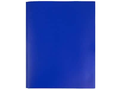 JAM Paper POP 2-Pocket Plastic Folders with Fastener, Deep Blue, 96/Carton (313525335)