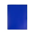 JAM Paper POP 2-Pocket Plastic Folders with Fastener, Deep Blue, 96/Carton (313525335)