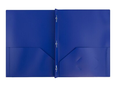 JAM Paper POP 2-Pocket Plastic Folders with Fastener, Deep Blue, 96/Carton (313525335)