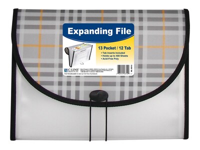 C-Line Fashion Expanding File, 1-1/2 Expansion, A-Z Index, Letter Size, Plaid (CLI58312)
