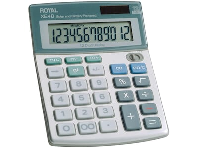 Royal XE48 ROY29306S 12-Digit Compact Calculator, White/Green