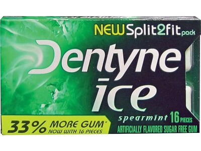 Dentyne Ice Sugar Free Gum, Spearmint, 9/Box (31500)