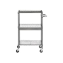 Alera 3-Shelf Wire Mobile Utility Cart with Lockable Wheels, Black (ALESW342416BA)