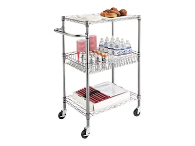 Alera 3-Shelf Wire Mobile Utility Cart with Lockable Wheels, Black (ALESW342416BA)