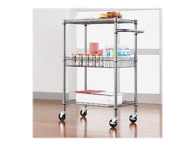 Alera 3-Shelf Wire Mobile Utility Cart with Lockable Wheels, Black (ALESW342416BA)