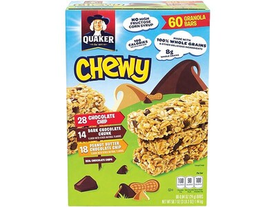 Quaker Chewy Granola Bar Variety Pack, 0.84 oz., 60 Bars/Box (220-00434)