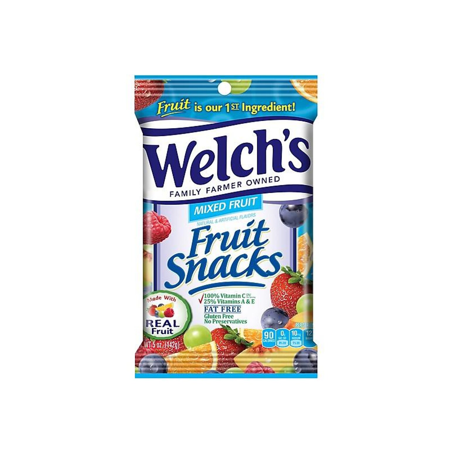 Welchs Gluten Free Mixed Fruit Gummies, 5 oz, 12/Carton (PIM05098)