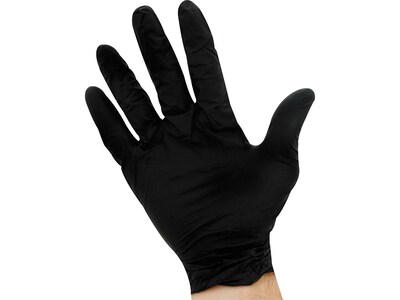 Ambitex N200BLK Series Powder Free Black Nitrile Gloves, Medium, 100/Box (NMD200BLK)