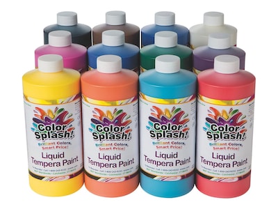 Color Splash Washable Tempera Paints, Assorted, 32 oz., 12/Pack (LT5)