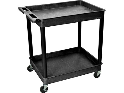 Luxor 2-Shelf Mixed Materials Mobile Utility Cart with Lockable Wheels, Black (TC11-B)