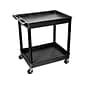 Luxor 2-Shelf Mixed Materials Mobile Utility Cart with Lockable Wheels, Black (TC11-B)