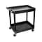 Luxor 2-Shelf Mixed Materials Mobile Utility Cart with Lockable Wheels, Black (TC11-B)