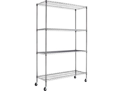 Alera Complete 4-Shelf Metal Unit, 48"W, Anthracite Black (ALESW604818BA)