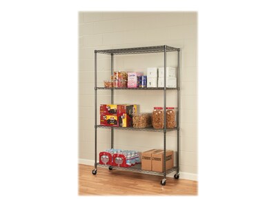 Alera Complete 4-Shelf Metal Unit, 48"W, Anthracite Black (ALESW604818BA)