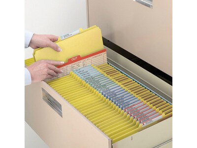 Smead Pressboard Classification Folders with SafeSHIELD Fasteners, 2" Expansion, Letter Size, 2 Dividers, Yellow, 10/Box (14084)