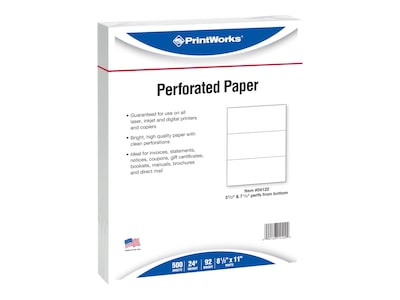 Printworks® Professional 8.5 x 11 Perforated Paper, 24 lbs., 92 Brightness, 2500 Sheets/Carton (04