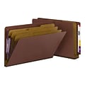 Smead Pressboard End-Tab Classification Folders , 3 Expansion, Legal Size, 3 Dividers, Red, 10/Box