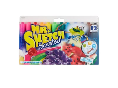 Mr. Sketch Scented Water Based Markers, Chisel, Assorted Colors, 12/Pack (1905069)