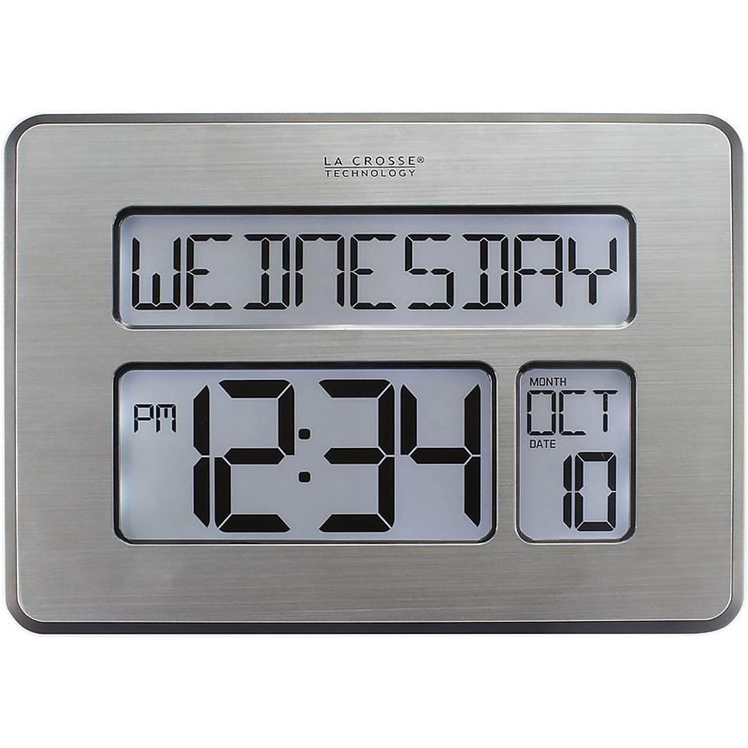 La Crosse Technology Atomic Wall/Table Clock, Metal, 7.5H x 9.75W x 1D (C86279)