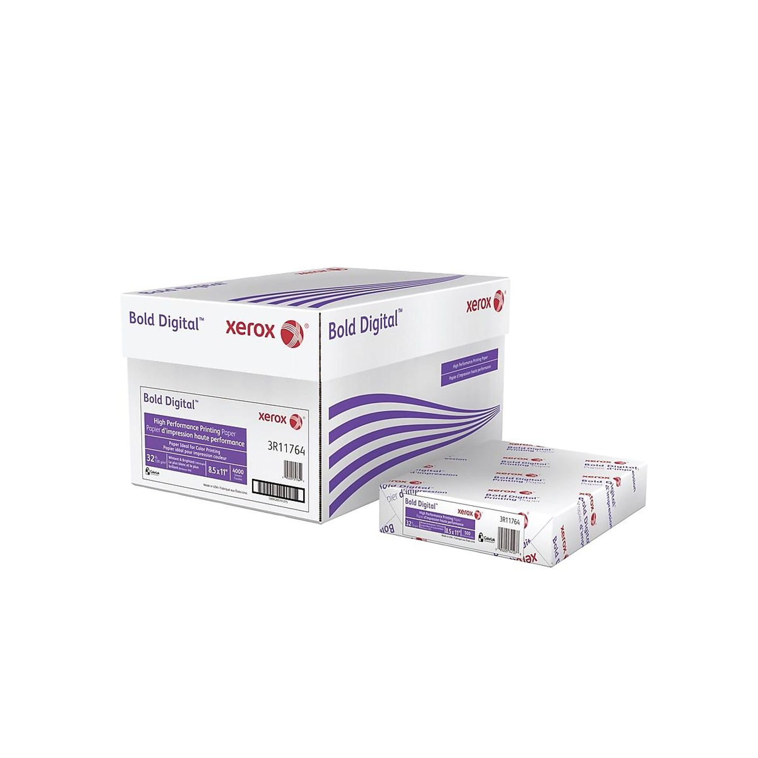 Xerox Bold Digital 8.5W x 11L Color Copy Paper, 32 lbs., 100 Brightness, 500 Sheets/Ream, 4000 Sheets/Carton (3R11764)