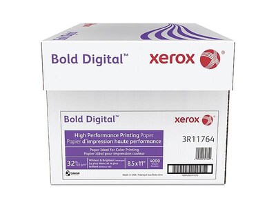 Xerox Bold Digital 8.5W x 11L Color Copy Paper, 32 lbs., 100 Brightness, 500 Sheets/Ream, 4000 She