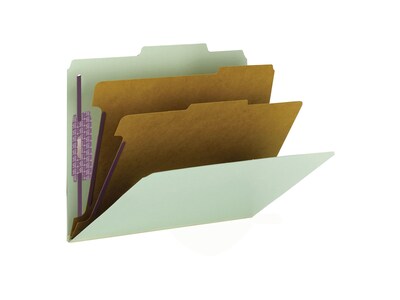 Smead Classification Folders with SafeSHIELD Fasteners, 2" Expansion, Letter Size, 2 Dividers, Gray/Green, 10/Box (14076)