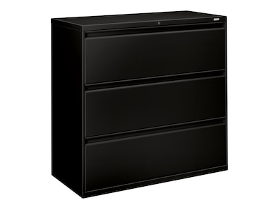 HON Brigade 800 Series 3 File Drawer Lateral File Cabinet, Locking, Letter/Legal, Charcoal, 42"W (H893.L.S)