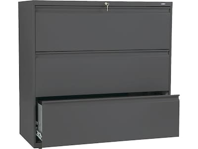 HON Brigade 800 Series 3 File Drawer Lateral File Cabinet, Locking, Letter/Legal, Charcoal, 42W (H8