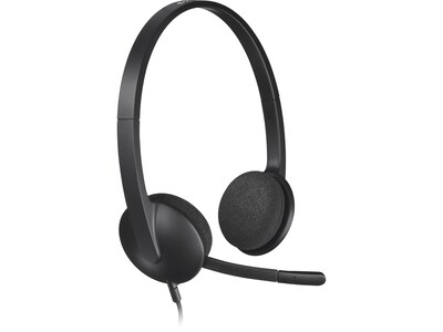 Logitech H340 Computer Headset, Over-the-Head, Black (981-000507)