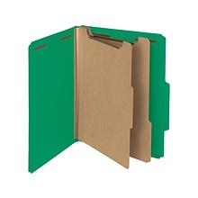 Smead 100% Recycled Pressboard Classification Folders, 2/5-Cut Tab, Letter Size, 2 Dividers, Green,