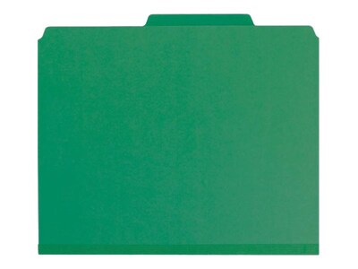 Smead 100% Recycled Pressboard Classification Folders, 2/5-Cut Tab, Letter Size, 2 Dividers, Green, 10/Box (14063)