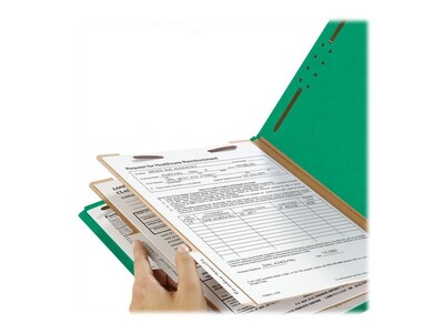 Smead 100% Recycled Pressboard Classification Folders, 2/5-Cut Tab, Letter Size, 2 Dividers, Green, 10/Box (14063)