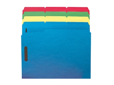 Smead Fastener File Folders, 2 Fasteners, Reinforced 1/3-Cut Tab, Letter Size, Assorted Colors, 50/B