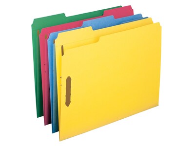 Smead Fastener File Folders, 2 Fasteners, Reinforced 1/3-Cut Tab, Letter Size, Assorted Colors, 50/Box (11975)