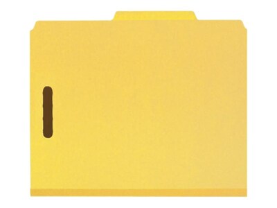 Smead Recycled Heavy Duty Pressboard Classification Folder, 2-Dividers, 2" Expansion, Letter Size, Yellow, 10/Box (14064)