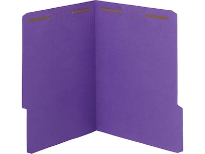 Smead WaterShed/CutLess Fastener File Folders, Reinforced 1/3-Cut Tab, Letter Size, Purple, 50/Box (12442)
