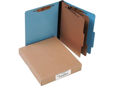 ACCO ColorLife PRESSTEX Classification Folders with Permclip Fasteners, Letter Size, 2 Dividers, Light Blue, 10/Box (A7015662)