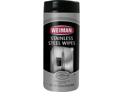 Weiman Stainless Steel Cleaner Wipes, Fresh, 30/Pack (92A)