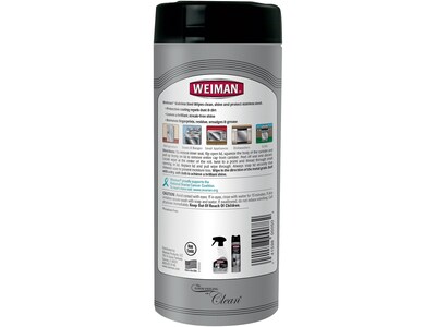 Weiman Stainless Steel Cleaner Wipes, Fresh, 30/Pack (92A)