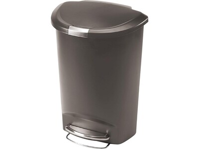 simplehuman Indoor Step Trash Can, Gray Plastic, 13 Gal. (CW1357)