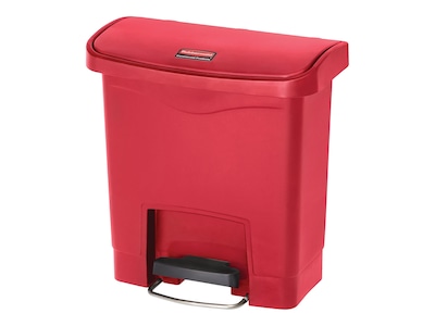 Rubbermaid Slim Jim Step-On Indoor Step Trash Can, Red Resin, 4 Gal. (1883563)