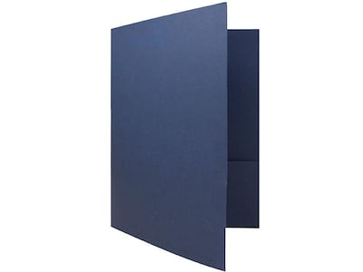 JAM Paper 2-Pocket Presentation Folders, Navy Linen, 100/Box (26982)