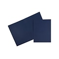 JAM Paper 2-Pocket Presentation Folders, Navy Linen, 100/Box (26982)