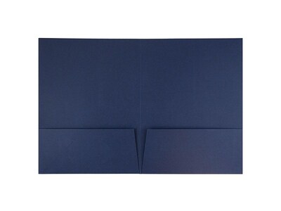JAM Paper 2-Pocket Presentation Folders, Navy Linen, 100/Box (26982)