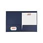 JAM Paper 2-Pocket Presentation Folders, Navy Linen, 100/Box (26982)